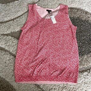 Talbots Pink Red Heart Print Sleeveless Top